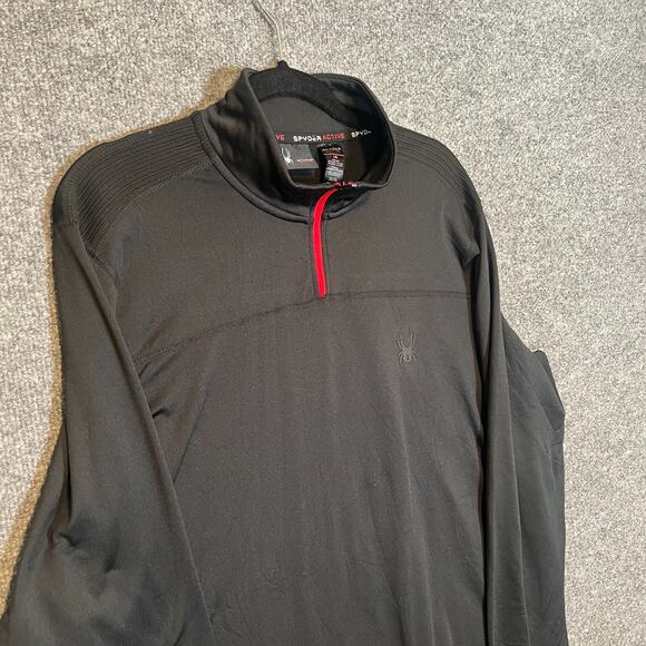 Spyder Shirt Mens Large Black Performance Stretch Long Sleeve Active 1/4 Zip - Picture 5 of 13
